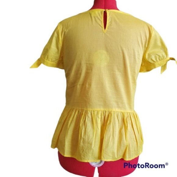 J. Crew Yellow Embroidered Top Size 4 - Picture 2 of 11